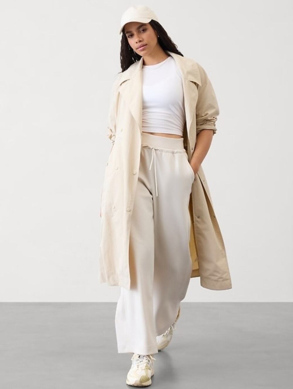 Athleta NWT Luna Trench Coat Sz L Tan Dune Rain Wind Jacket